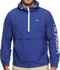 Tommy Hilfiger Mens Retro Lightweight Taslan Hooded Popover Water Resistant Windbreaker JacketNautical Blue