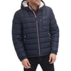 Tommy Hilfiger Mens Midweight Sherpa Lined Hooded Water Resistant Puffer JacketTommy Logo Tech Navy