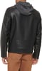 imageLevis mens Faux Leather Racer JacketBlack Smooth Lamb Modern Hooded