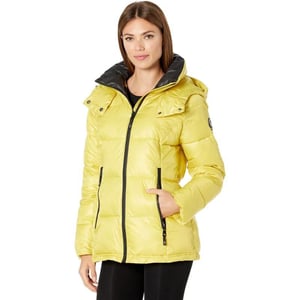 Kenneth Cole Womens Horizontal Zip Puffer JacketYellow