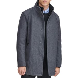 Andrew Marc Mens Coyle Wool Stand Collar Jacket with Knit Bib InsertCharcoal