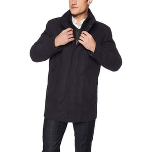 Andrew Marc Mens Coyle Wool Stand Collar Jacket with Knit Bib InsertInk