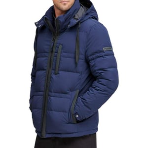 Andrew Marc Mens Huxley Mid Length Hooded JacketInk