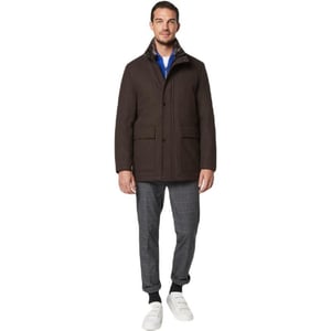 Andrew Marc Mens MidLength Water Resistant Brooks Jacket Removable Faux Rabbit Interior CollarHickory