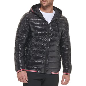 Calvin Klein Hooded Shiny Puffer Jackets Winter Coats for MenBlack