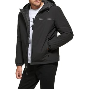 Calvin Klein Mens Classic Hooded Stretch JacketBlack