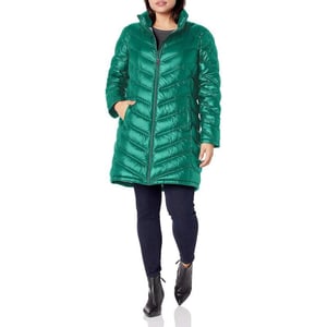 Calvin Klein Womens Chevron Quilted Packable Down Jacket Standard and PlusStandard Shine Spruce