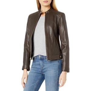 Cole Haan Racer Leather Jacket Women Love to Have in Their ClosetDeep Espresso