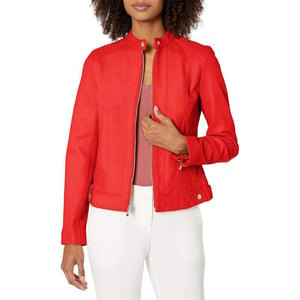 Cole Haan Racer Leather Jacket Women Love to Have in Their ClosetRed