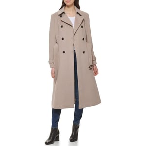 Cole Haan Womens Flared Trench Slick Wool CoatStone