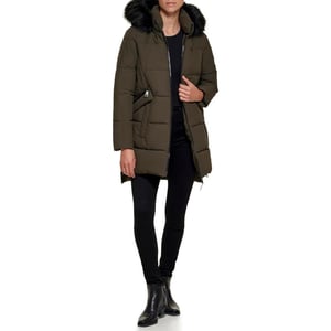 DKNY Womens Cold Weather Outerwear PufferLoden Multi