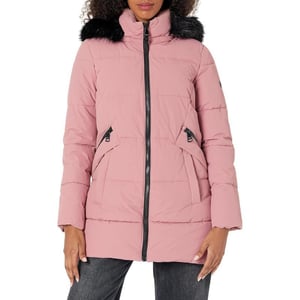 DKNY Womens Cold Weather Outerwear PufferRosewood