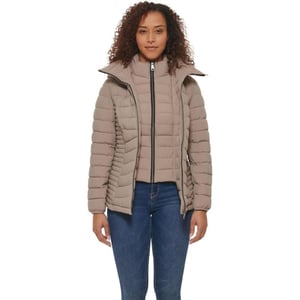 DKNY Womens Everyday Outerwear Packable Stretchy JacketThistle