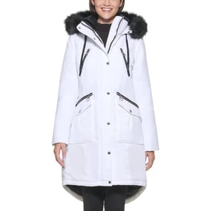 GUESS womens Long Anorak CoatWhite