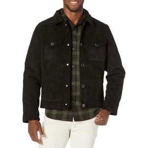 Karl Lagerfeld Paris Mens Trucker Jacket Casual with Sherpa LiningBlack