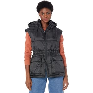 Levis Mens Quilted Megan Hooded Puffer JacketBlack Vest