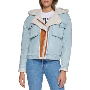 Levis Womens Denim Sherpa HoodyLight Wash Denim