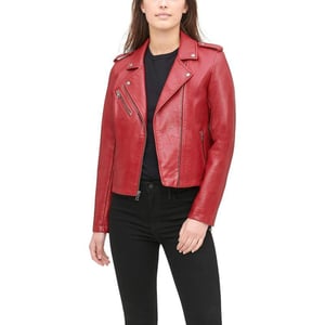 Levis Womens Faux Leather Classic Asymmetrical Motorcycle Jacket Standard amp Plus SizesBright Red