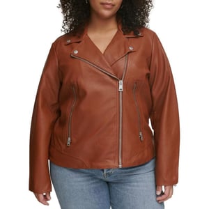 Levis Womens Faux Leather Classic Asymmetrical Motorcycle Jacket Standard amp Plus SizesCamel Brown