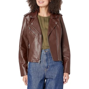 Levis Womens Faux Leather Classic Asymmetrical Motorcycle Jacket Standard amp Plus SizesChocolate Brown