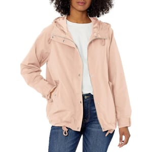 Levis Womens Hooded Peached Nylon Zip Front Rain JacketStandard Scallop Shell