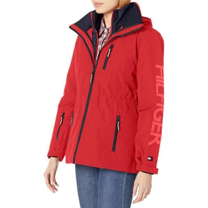 Tommy Hilfiger Womens 3in1 Multi Insulated Jacket Removable HoodieFire