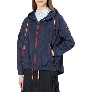 Tommy Hilfiger Womens Iconic Hooded Windbreaker JacketMidnight Blue