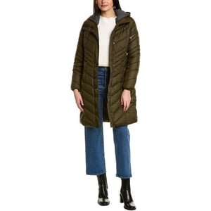 imageAndrew Marc Womens Long Down JacketSlim Long Dark Olive