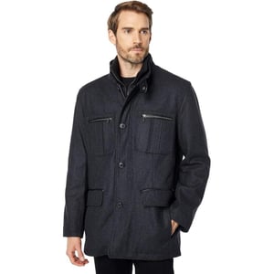 imageCole Haan Mens Wool Melton Coat with Nylon BibCharcoal