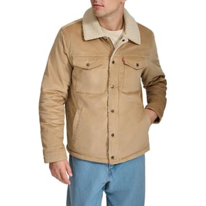 imageLevis Mens Corduroy Sherpa Lined Trucker JacketSand Wide Wale Corduroy