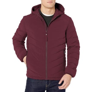 imageAndrew Marc Mens Packable Puffer JacketChevron Quilt Merlot