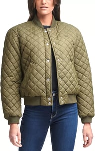 imageLevis Womens Diamond Quilted Bomber Jacket Regular ampamp Plus SizeArmy Green Sherpa Lined