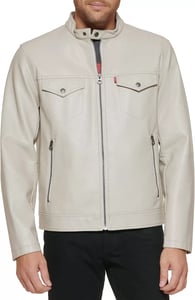 imageLevis Mens Faux Leather Racer JacketOyster