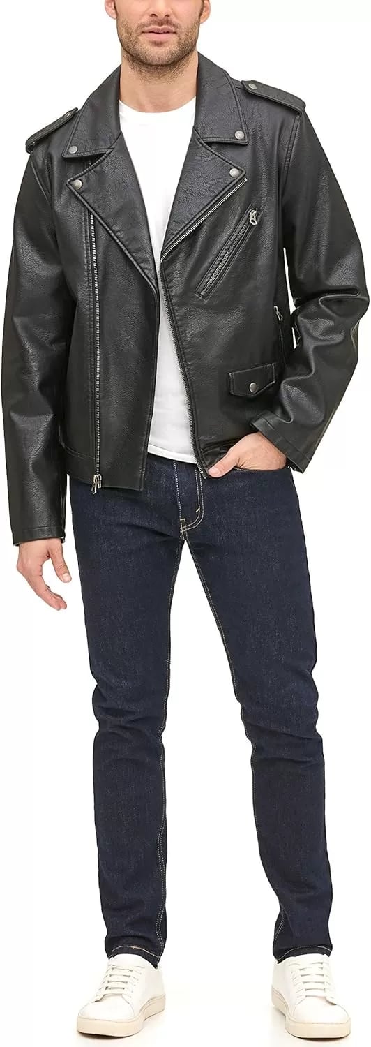 imageLevis Mens Faux Leather Classic Motorcycle JacketBlack