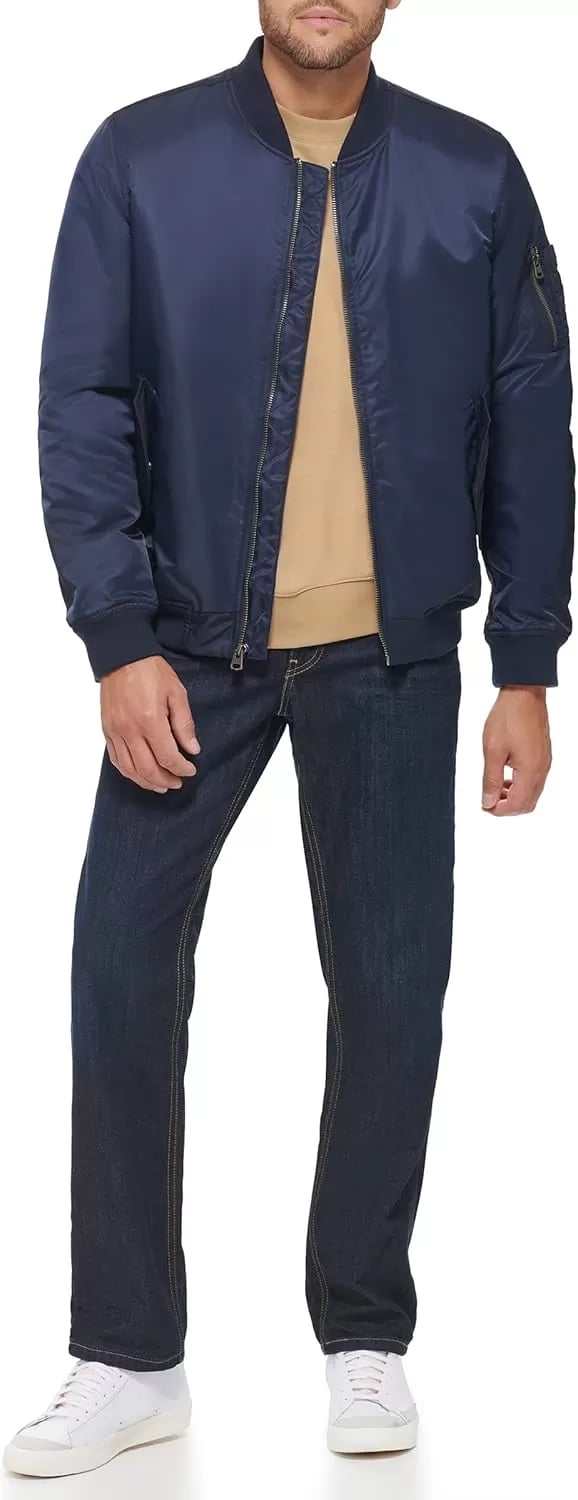 imageLevis Mens MA1 Flight Lightweight ZipUp Bomber JacketNavy Ma1 Filled