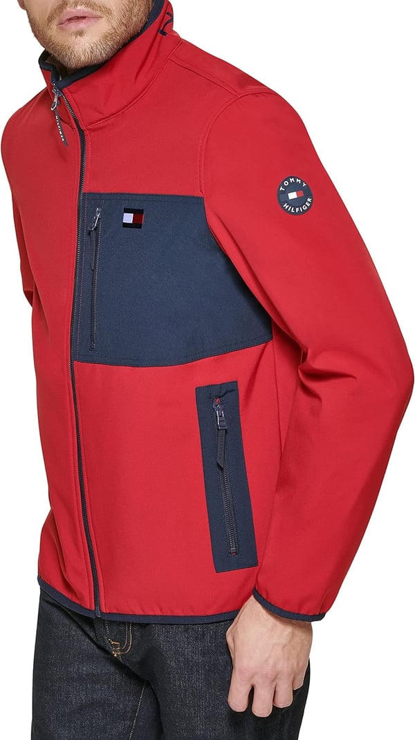 Tommy Hilfiger Mens Active Soft Shell JacketStandard Red Tech Pocket