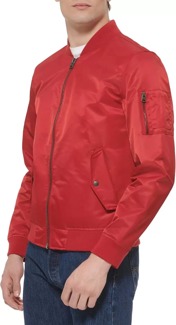 imageLevis Mens MA1 Flight Lightweight ZipUp Bomber JacketRed Unfilled