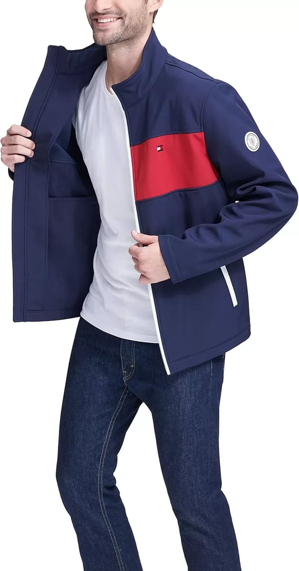 imageTommy Hilfiger Mens Active Soft Shell JacketNight SkyTwo Tone Flag