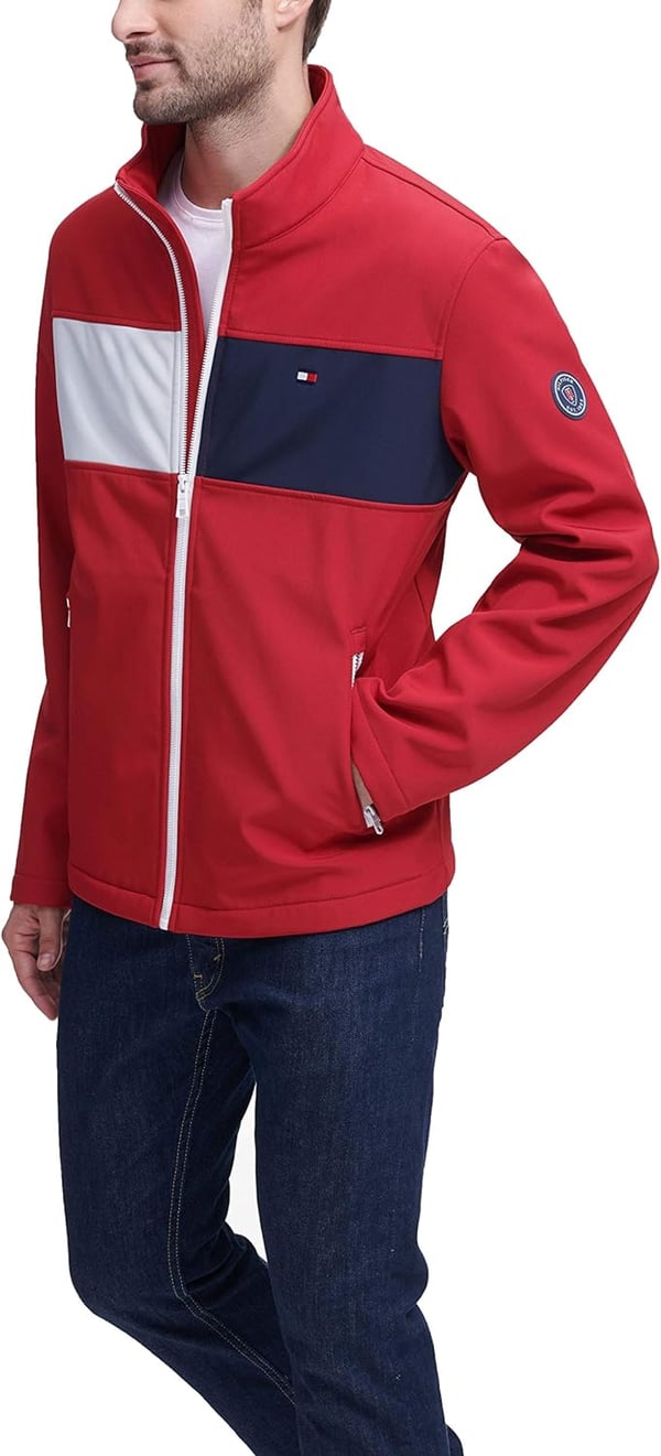 Tommy Hilfiger Mens Active Soft Shell JacketBig amp Tall Red Two Tone Flag