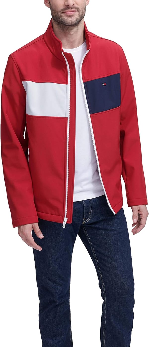 Tommy Hilfiger Mens Active Soft Shell JacketBig amp Tall Red Two Tone Flag