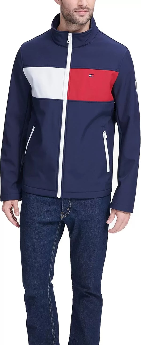 imageTommy Hilfiger Mens Active Soft Shell JacketNight SkyTwo Tone Flag