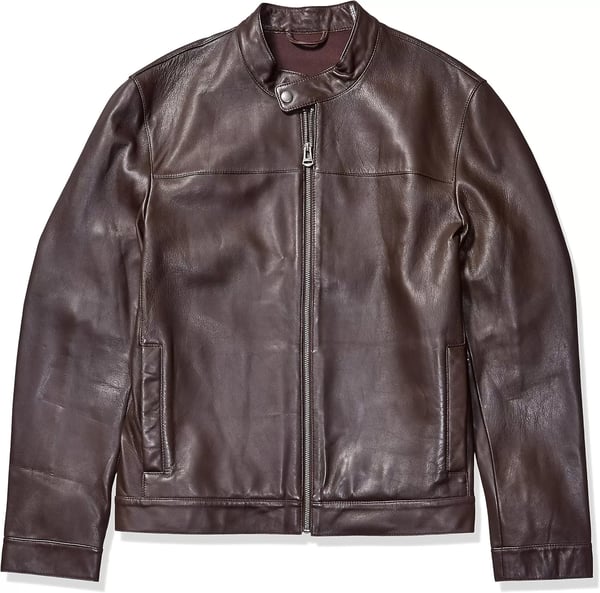 imageCole Haan Mens Bonded Leather Moto JacketDark Brown