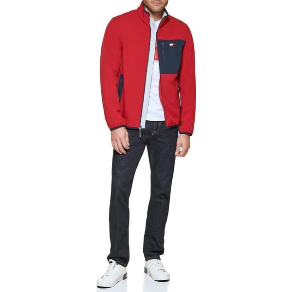 Tommy Hilfiger Mens Active Soft Shell JacketStandard Red Tech Pocket