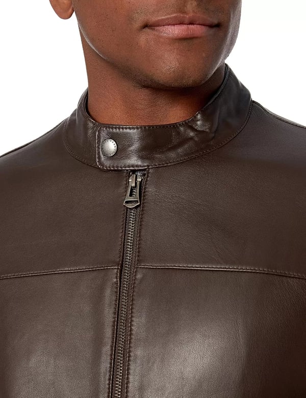 imageCole Haan Mens Bonded Leather Moto JacketDark Brown