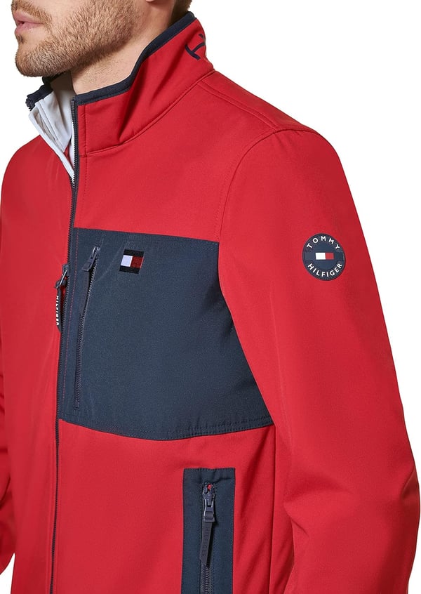 Tommy Hilfiger Mens Active Soft Shell JacketStandard Red Tech Pocket