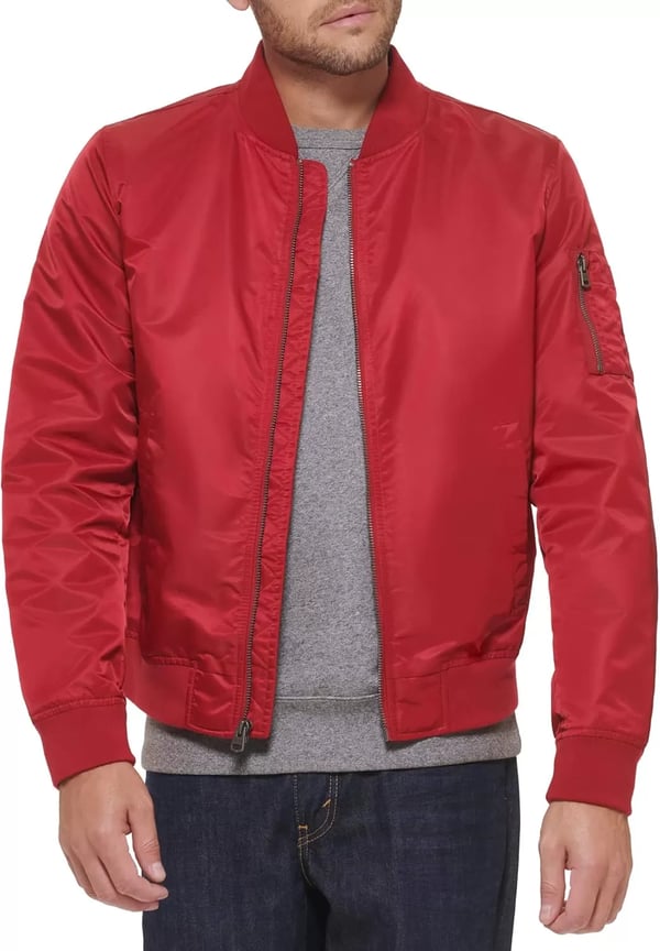 imageLevis Mens Flight Satin Unfilled MA1 Bomber JacketRed Classic Unfilled