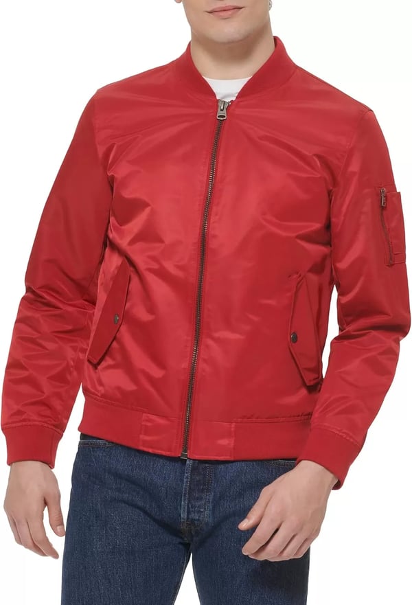 imageLevis Mens MA1 Flight Lightweight ZipUp Bomber JacketRed Unfilled