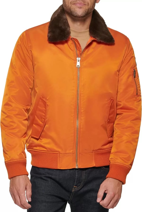 imageTommy Hilfiger Mens Tommy Hilfiger Mens Laydown Removable Pile Collar Officer JacketOrange