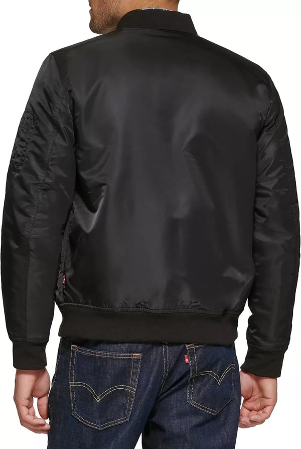 imageLevis Mens MA1 Flight Lightweight ZipUp Bomber JacketBlack Ma1 Filled