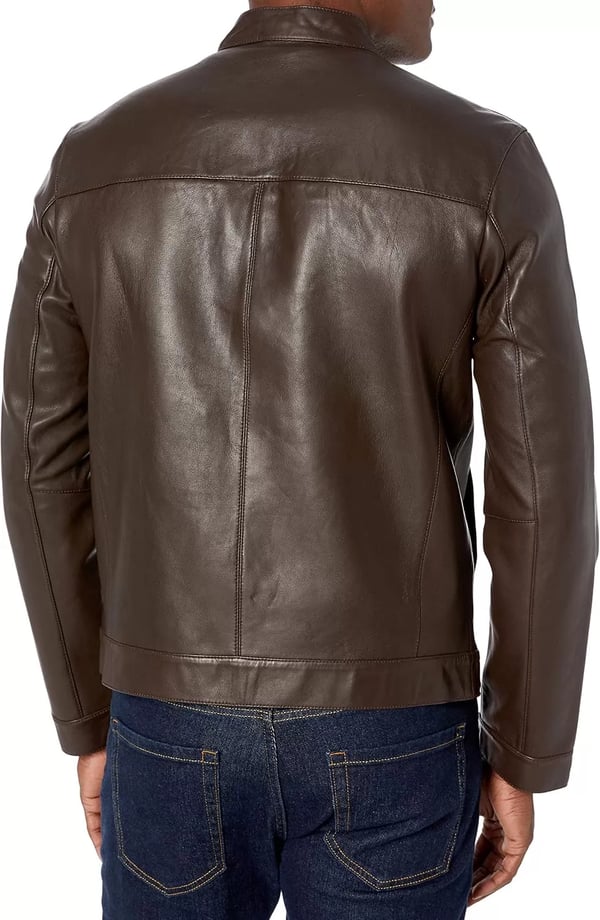 imageCole Haan Mens Bonded Leather Moto JacketDark Brown